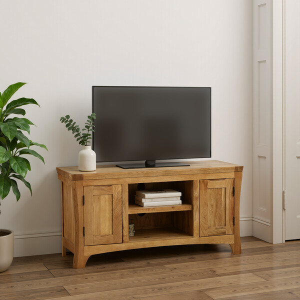 Rustic Solid Oak TV Cabinets - Large TV Unit - Orrick Range - Oak Furnitureland