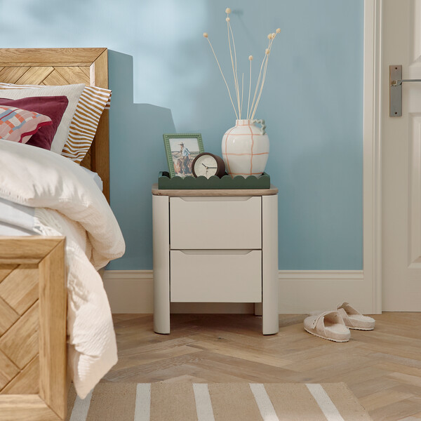 Smoked Oak & Painted Bedside Tables - 2 Drawer Bedside Table - Otto Range - Oak Furnitureland