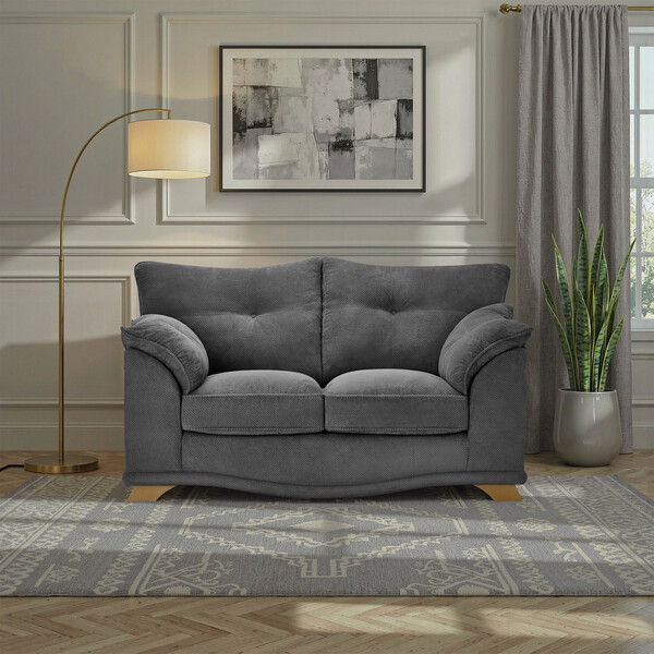 Aero Charcoal Fabric Sofas - 2 Seater Sofa - Ravello Range - Oak Furnitureland