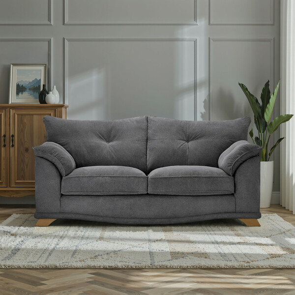 Aero Charcoal Fabric Sofas - 3 Seater Sofa - Ravello Range - Oak Furnitureland