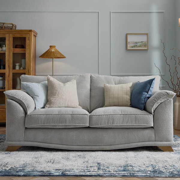 Aero Silver Fabric Sofas - 3 Seater Sofa - Ravello Range - Oak Furnitureland