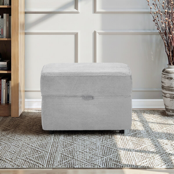 Aero Silver Fabric Sofas - Storage Footstool - Ravello Range - Oak Furnitureland