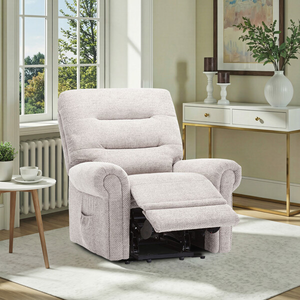 Andaz Silver Fabric Sofas - Electric Riser Recliner Armchair - Eastbourne Range - Oak Furnitureland