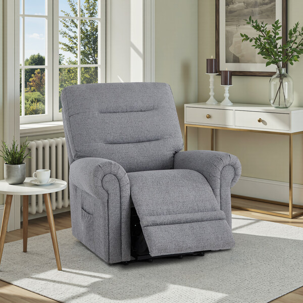 Santos Steel Fabric Sofas - Electric Riser Recliner Armchair - Eastbourne Range - Oak Furnitureland
