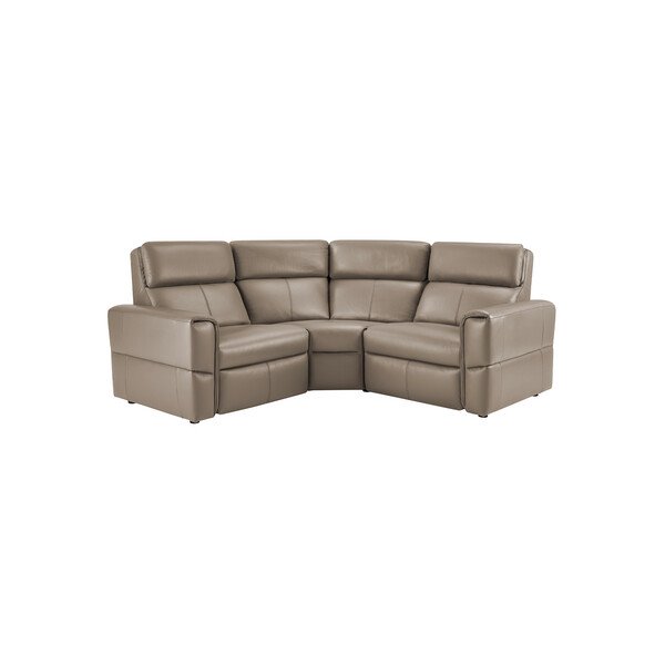 Taupe Leather Sofas - Modular 3 Seat Static Corner Sofa - Samson Range - Oak Furnitureland