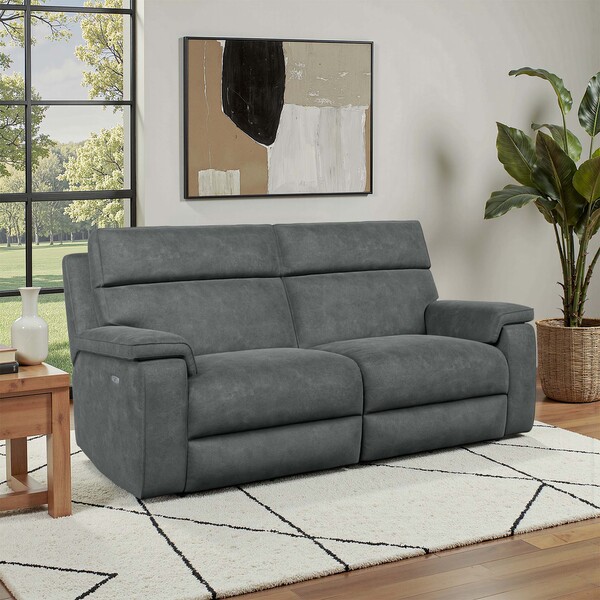 Miller Grey Fabric Sofas - 3 Seater Electric  Recliner Sofa - Selby Range - Oak Furnitureland