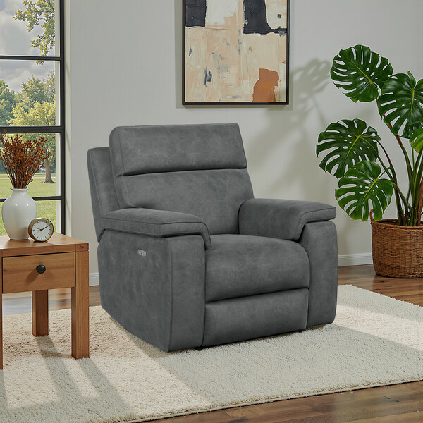 Miller Grey Fabric Sofas - Electric Recliner Armchair - Selby Range - Oak Furnitureland