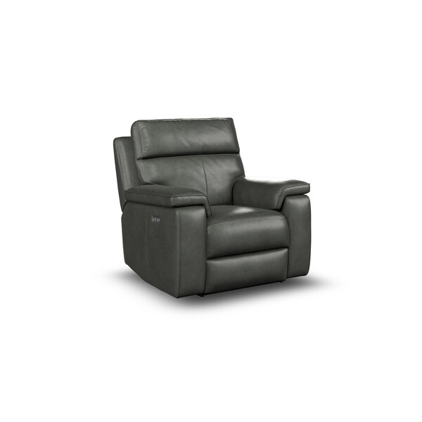 Virgo Lead Leather Sofas - Electric Recliner Armchair with Power Headrest - Selby Range - Oak Furnitureland