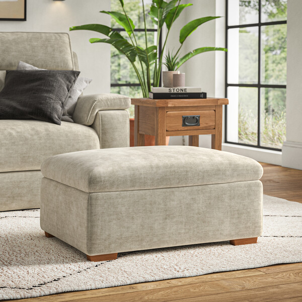 Plush Beige Fabric Sofas - Storage Footstool - Selby Range - Oak Furnitureland