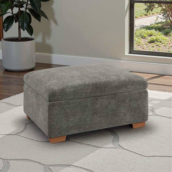 Plush Charcoal Fabric Sofas - Storage Footstool - Selby Range - Oak Furnitureland