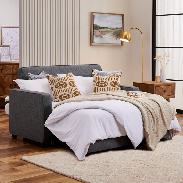 Dark Grey Fabric Sofas - 2 Seater Sofa Bed - Snooze Sofas Range - Oak Furnitureland