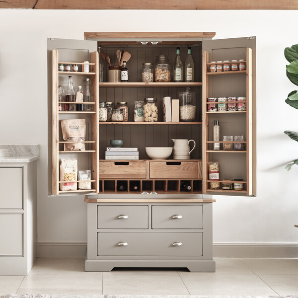 Natural Oak & Painted Larders - Large Larder - St. Ives Range - Oak Furnitureland
