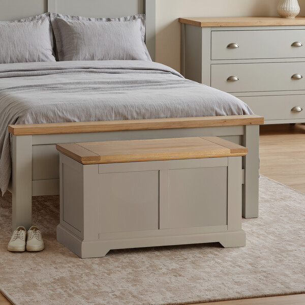 Natural Solid Oak & Grey Paint Blanket Boxes - Blanket Box - St. Ives Range - Oak Furnitureland