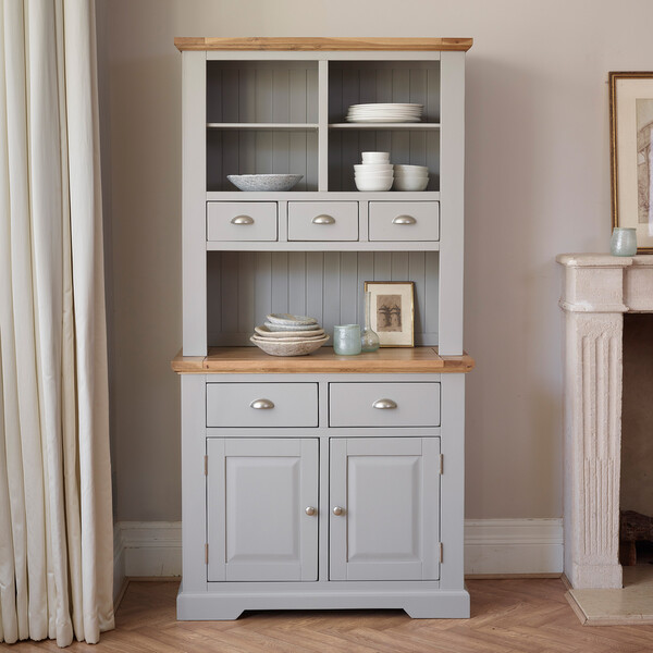 Natural Solid Oak & Grey Paint Dressers - Small Dresser - St. Ives Range - Oak Furnitureland