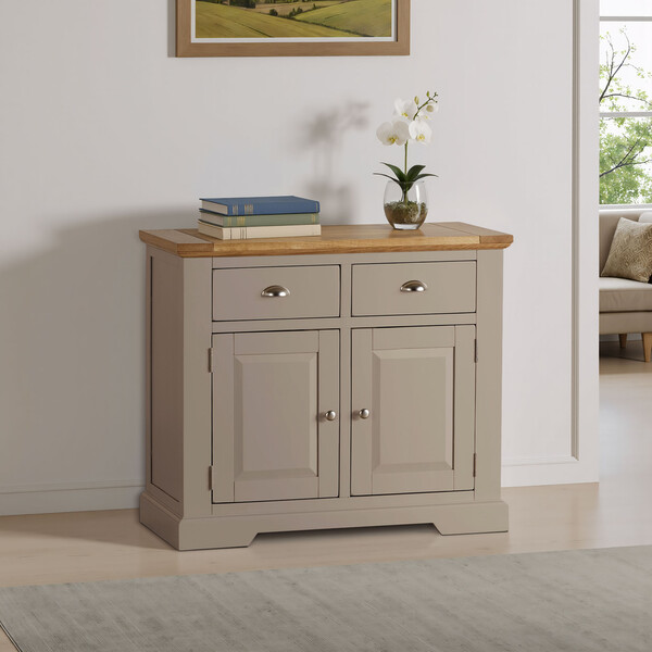 Handmade 100% Solid Natural Oak & Grey Paint Sideboards - Small Sideboard - St. Ives Range - Oak Furnitureland
