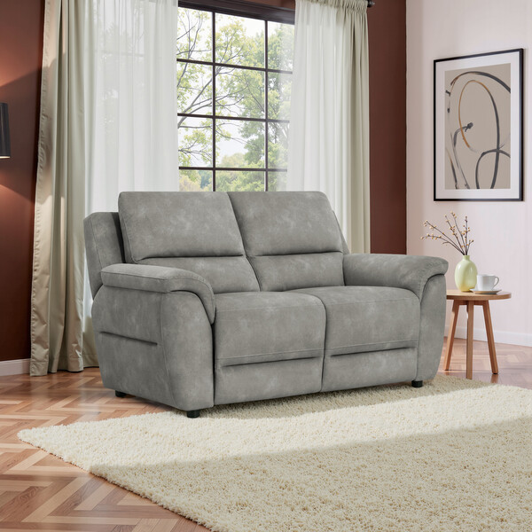 Dexter Stone Fabric Sofas - 2 Seater Sofa - Theo Range - Oak Furnitureland