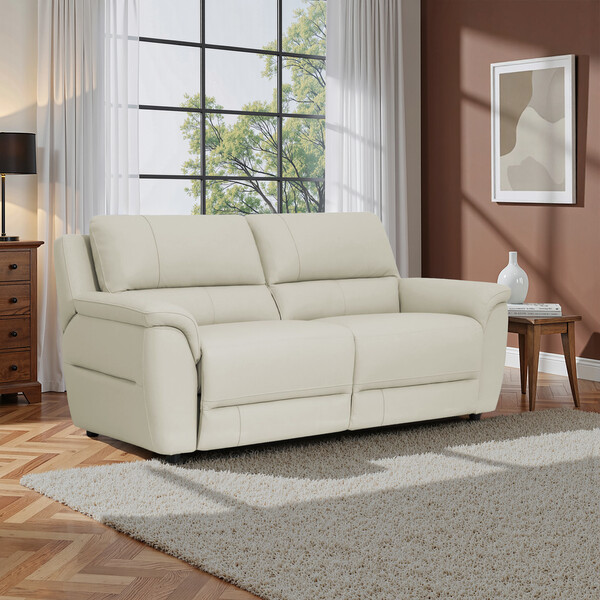 Bone China Leather Sofas - 3 Seater Sofa - Theo Range - Oak Furnitureland