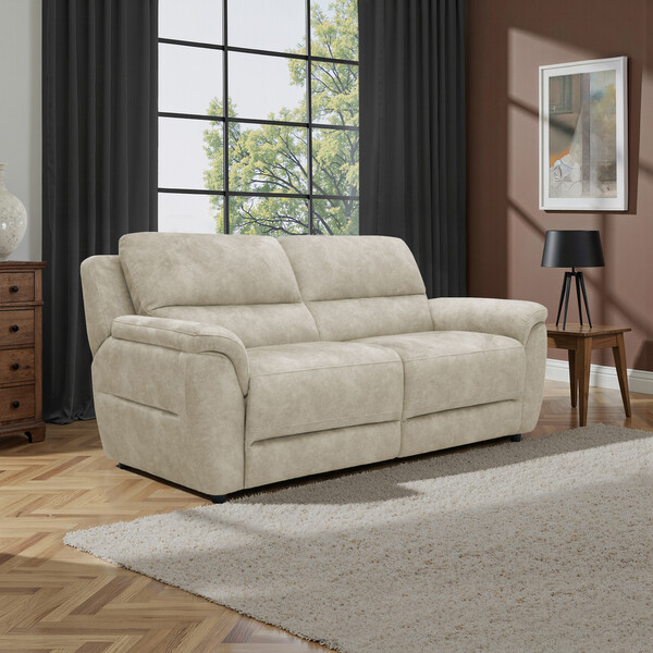 Marble Cream Fabric Sofas - 3 Seater Sofa - Theo Range - Oak Furnitureland