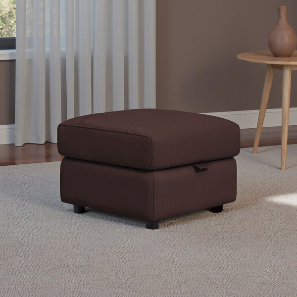 Chestnut Leather Sofas - Storage Footstool - Theo Range - Oak Furnitureland