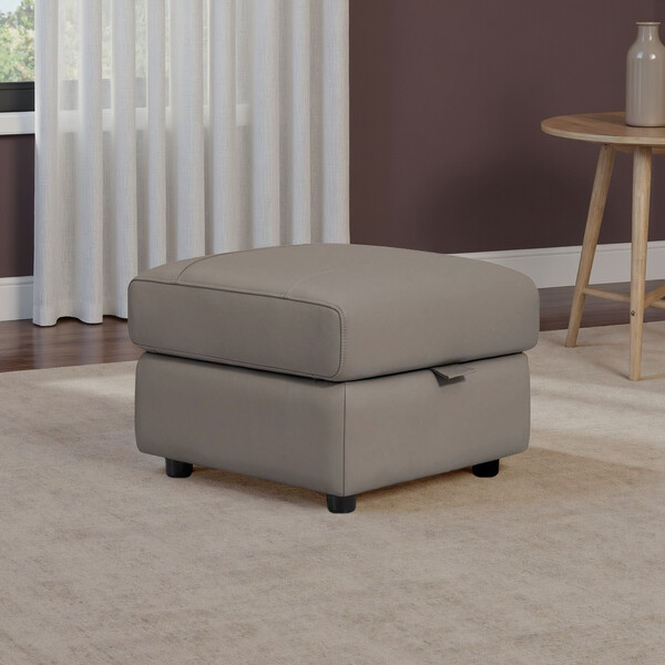 Oyster Leather Sofas - Storage Footstool - Theo Range - Oak Furnitureland