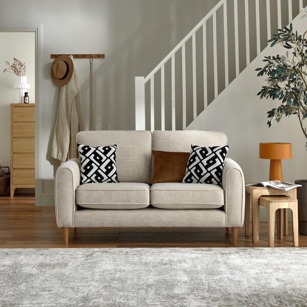 Ivory Fabric Sofas - 2 Seater Sofa - Thornley Range - Oak Furnitureland