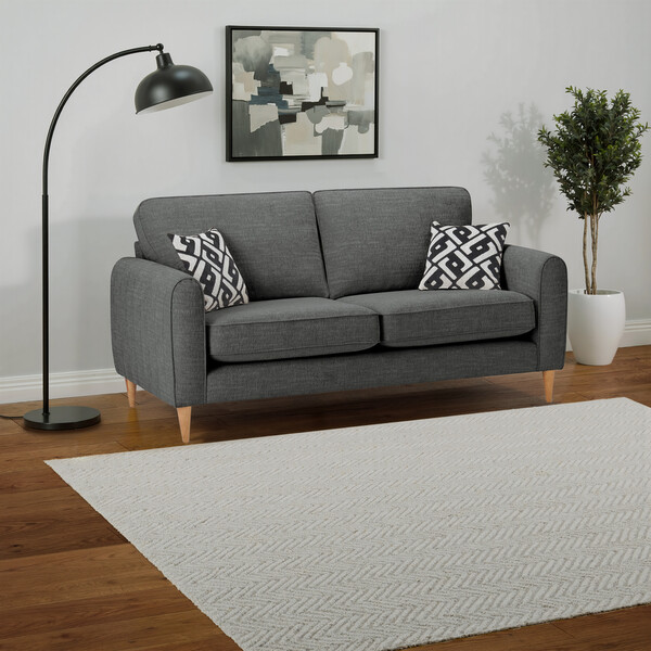 Anthracite Fabric Sofas - 3 Seater Sofa - Thornley Range - Oak Furnitureland