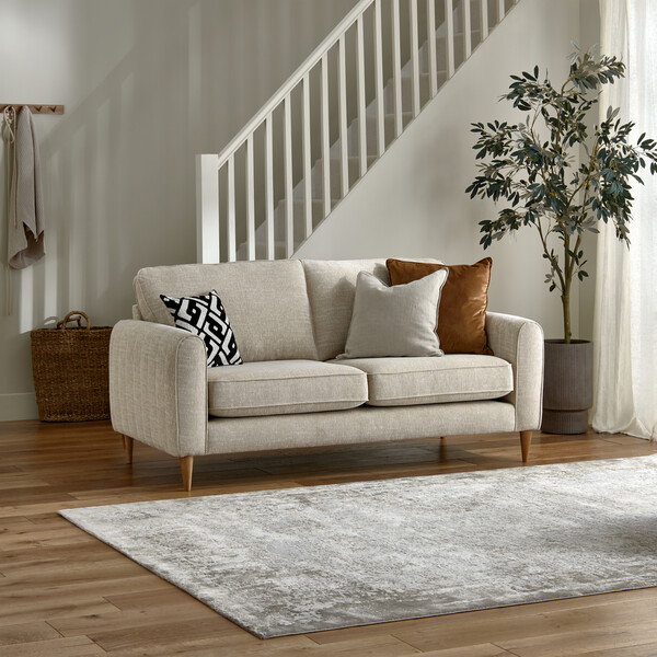 Ivory Fabric Sofas - 3 Seater Sofa - Thornley Range - Oak Furnitureland