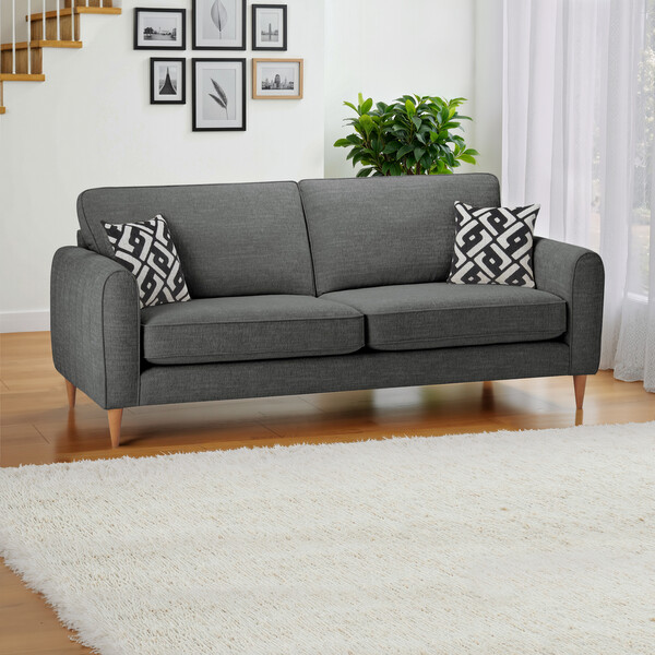 Anthracite Fabric Sofas - 4 Seater Sofa - Thornley Range - Oak Furnitureland