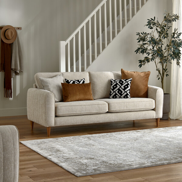 Ivory Fabric Sofas - 4 Seater Sofa - Thornley Range - Oak Furnitureland