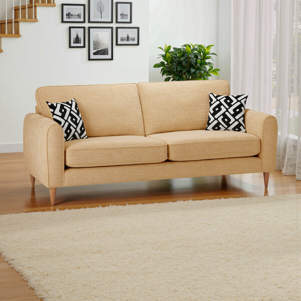 Saffron Fabric Sofas - 4 Seater Sofa - Thornley Range - Oak Furnitureland