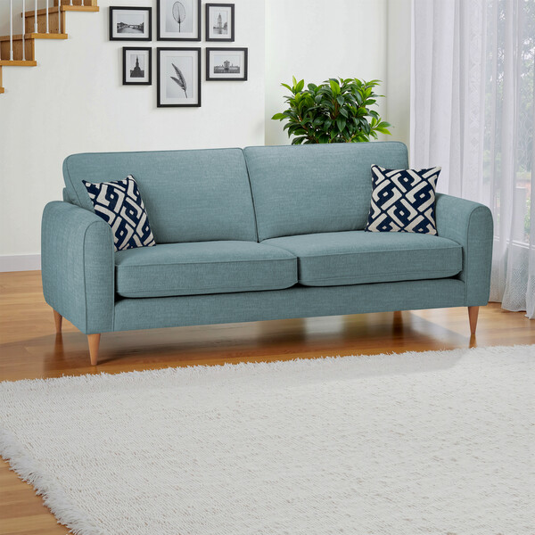 Teal Fabric Sofas - 4 Seater Sofa - Thornley Range - Oak Furnitureland