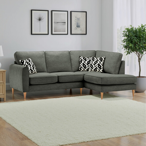 Forest Green Fabric Sofas - Left hand corner chaise sofa - Thornley Range - Oak Furnitureland