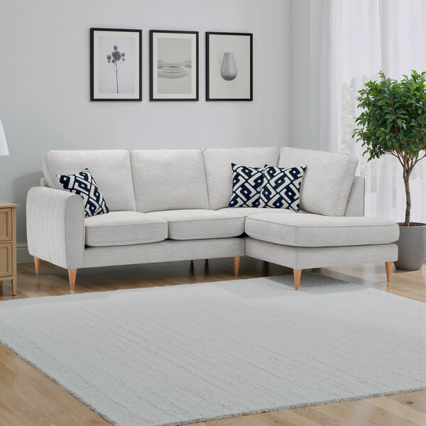 Ice Fabric Sofas - Left hand corner chaise sofa - Thornley Range - Oak Furnitureland
