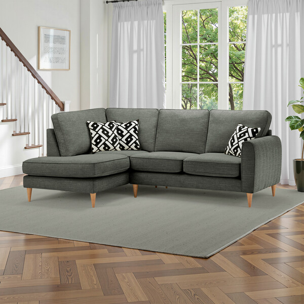 Forest Green Fabric Sofas - Right hand corner chaise sofa - Thornley Range - Oak Furnitureland