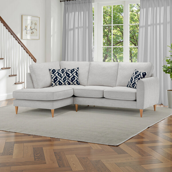 Ice Fabric Sofas - Right hand corner chaise sofa - Thornley Range - Oak Furnitureland