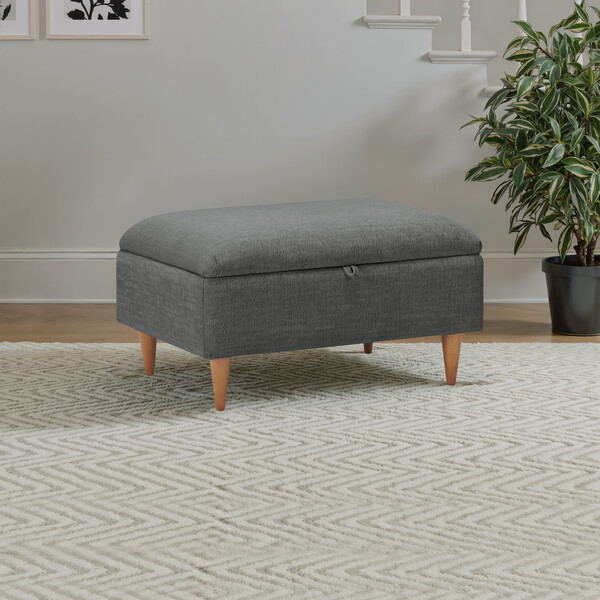 Anthracite Fabric Sofas - Storage Footstool  - Thornley Range - Oak Furnitureland