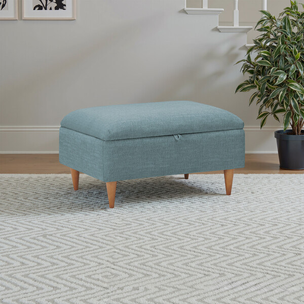 Teal Fabric Sofas - Storage Footstool  - Thornley Range - Oak Furnitureland