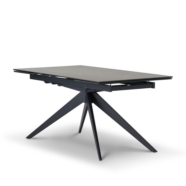 Grey Ceramic and Black Metal  Dining Tables - 6-8 Seater Extendable Dining Table - Trento Ceramic Dining Range - Oak Furnitureland