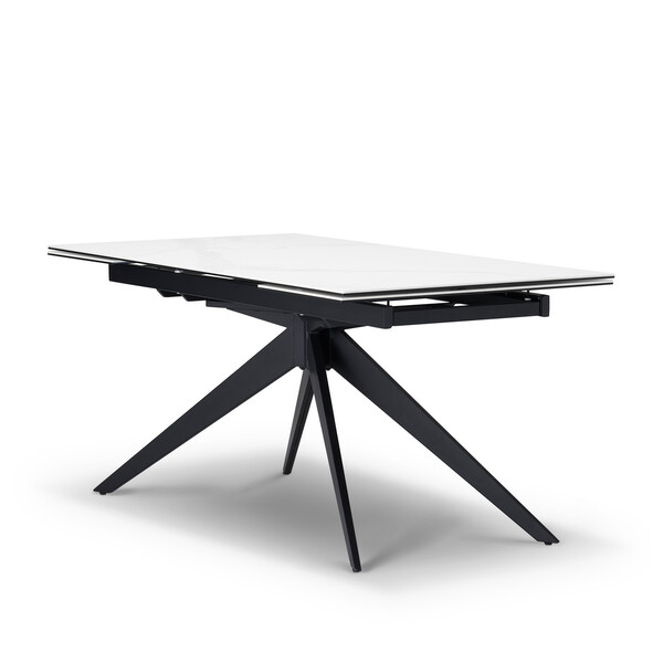White Ceramic and Black Metal Dining Tables - 6-8 Seater Extendable Dining Table - Trento Ceramic Dining Range - Oak Furnitureland