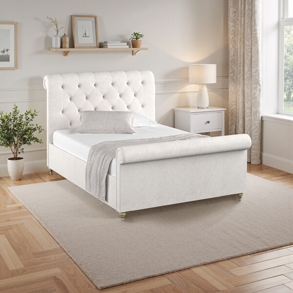 Seoul Frost Fabric Upholstered Beds - Double Ottoman Bed - Warwick Range - Oak Furnitureland