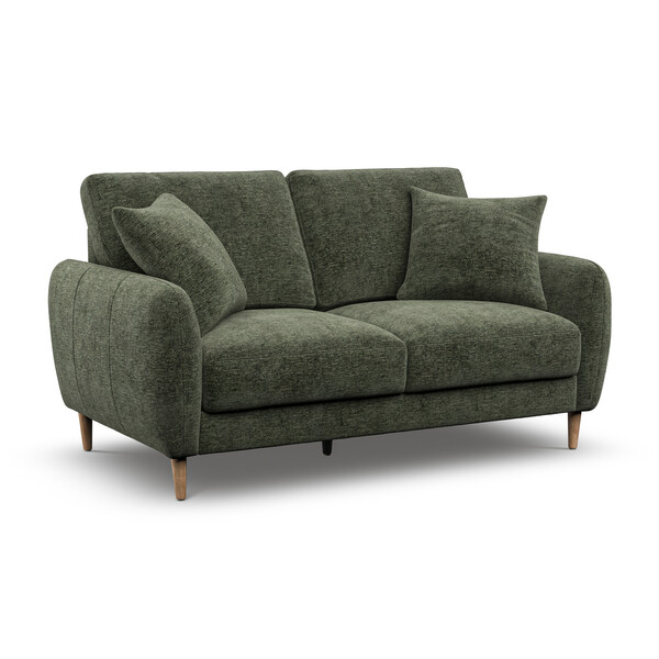Mossy Fabric Sofas - 2 Seater Sofa - Zara Range - Oak Furnitureland