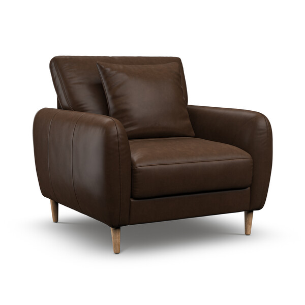 Dark Brown Leather Sofas - Armchair - Zara Range - Oak Furnitureland