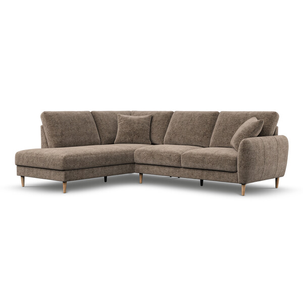 Smokestone Fabric Sofas - Left Hand Corner Chaise Sofa - Zara Range - Oak Furnitureland