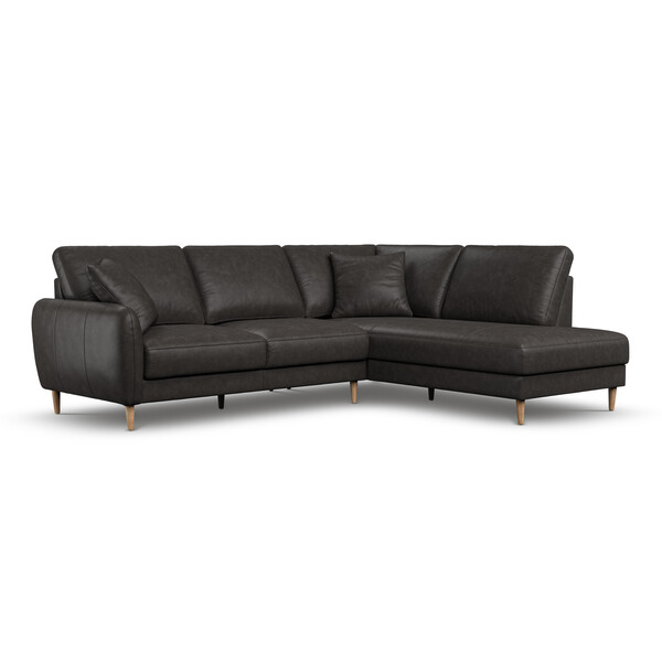 Ash Leather Sofas - Left Hand Corner Chaise Sofa - Zara Range - Oak Furnitureland