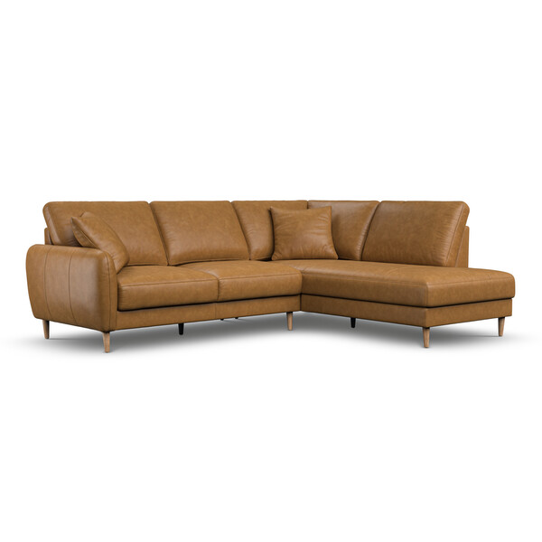 Brown Leather Sofas - Left Hand Corner Chaise Sofa - Zara Range - Oak Furnitureland