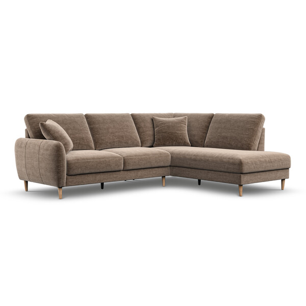 Cocoa Fabric Sofas - Left Hand Corner Chaise Sofa - Zara Range - Oak Furnitureland