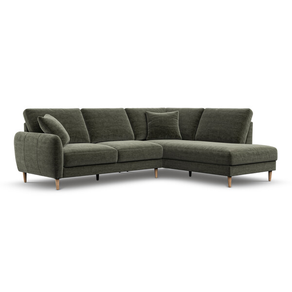 Dark Green Fabric Sofas - Left Hand Corner Chaise Sofa - Zara Range - Oak Furnitureland