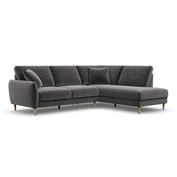 Dark Grey Fabric Sofas - Left Hand Corner Chaise Sofa - Zara Range - Oak Furnitureland
