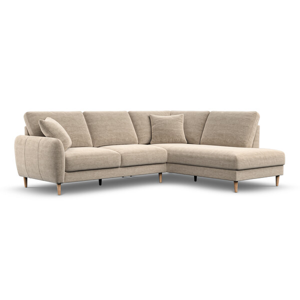 Sand Fabric Sofas - Left Hand Corner Chaise Sofa - Zara Range - Oak Furnitureland
