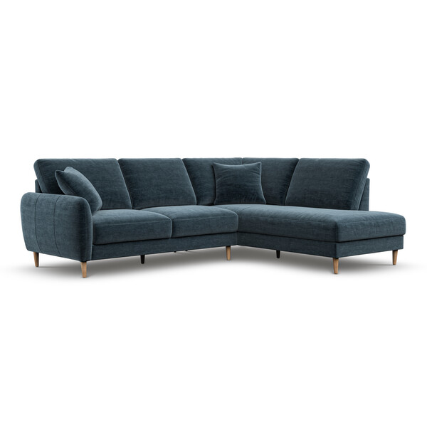 Steel Blue Fabric Sofas - Left Hand Corner Chaise Sofa - Zara Range - Oak Furnitureland